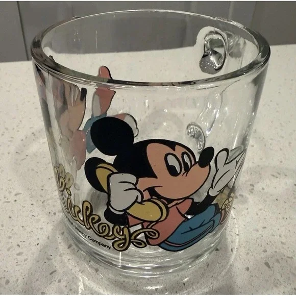 Vintage Disney Mickey & Minnie Mouse Glass Mugs Set of 2 With Handles - Picture 6 of 7